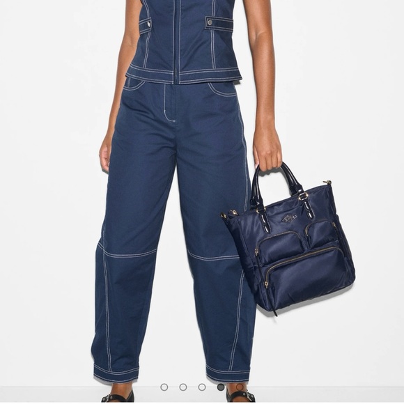 MZ Wallace Chelsea Top Handle & Crossbody Tote in Navy Blue Dawn Rec w/dustbag - Picture 2 of 11